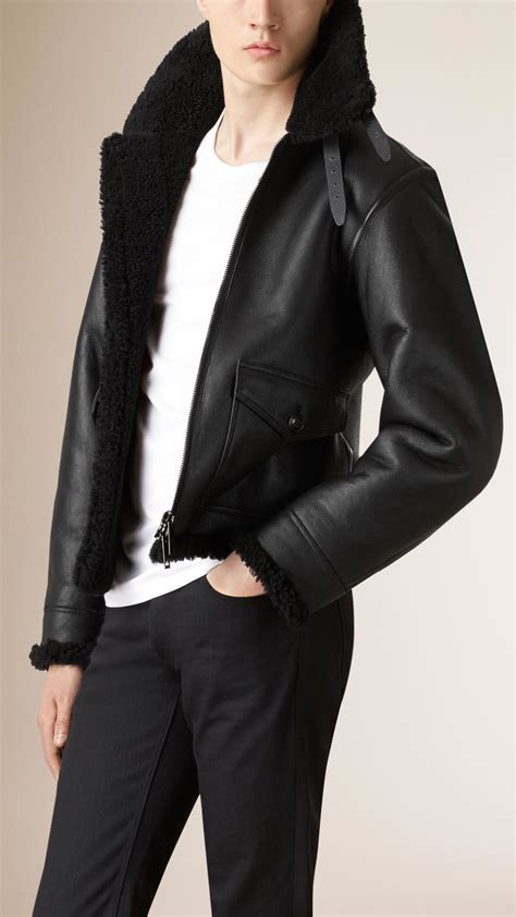 burberry shearling coat 2010|shearling aviator jacket men's.